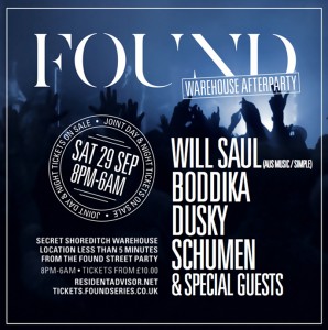 Will Saul, Boddika and Dusky to play FOUND Street Warehouse After Part