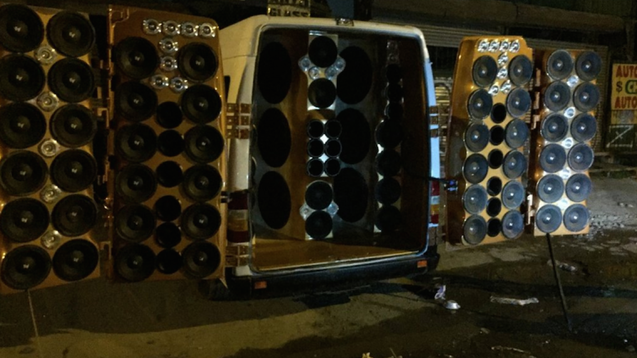 Man arrested for having 80 speakers in his van, argues "it's the weekend"