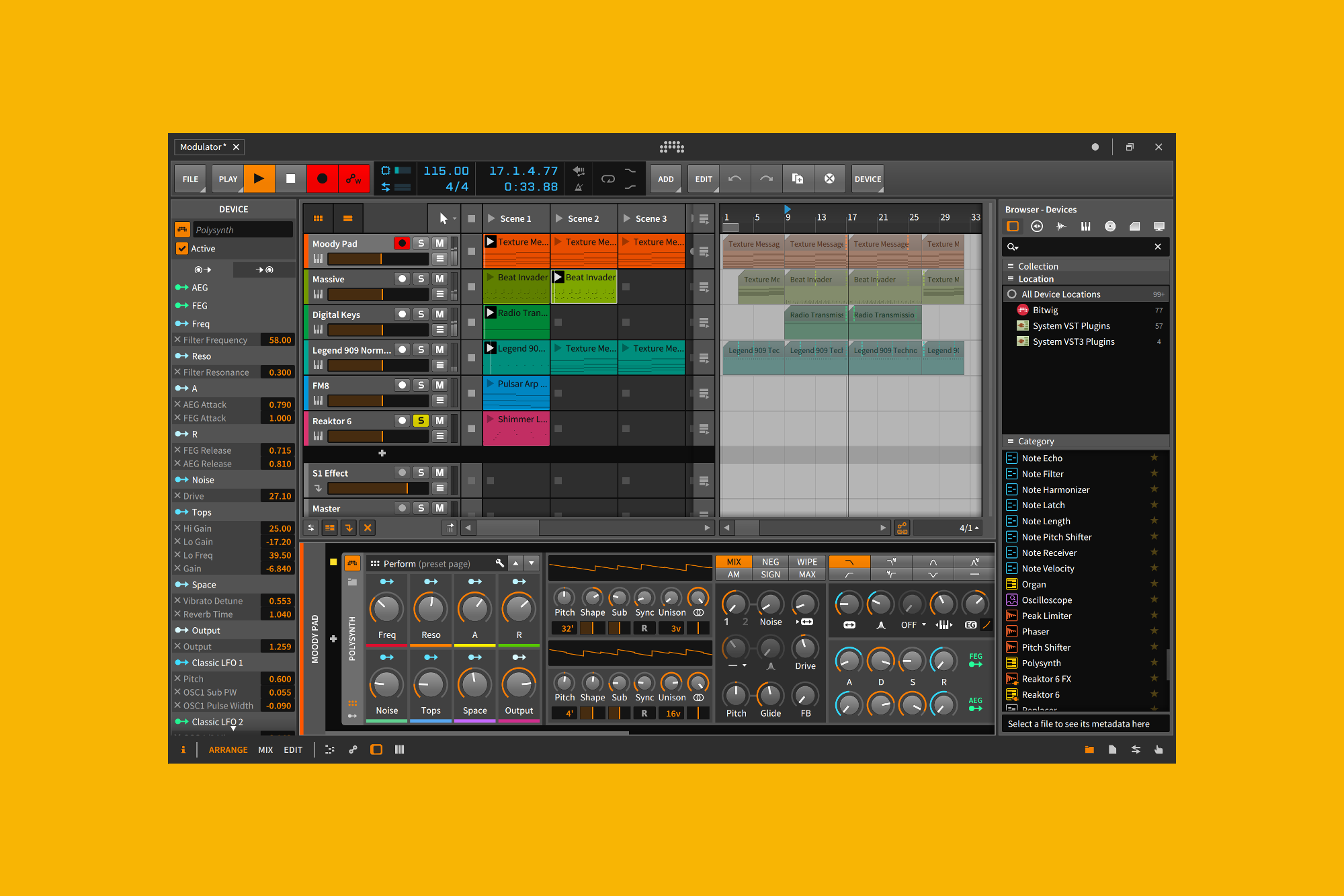 bitwig studio 2 save as default preset